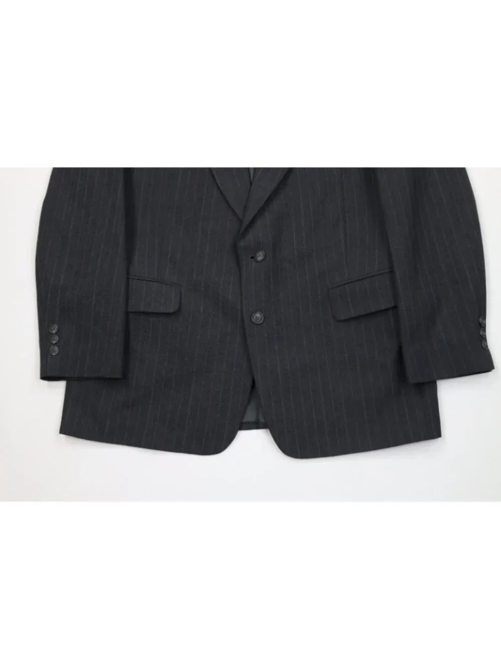 Vtg 70s Streetwear Mens 43R 2 Piece Wool Blend Striped Suit Wide Leg 34x30 Gray